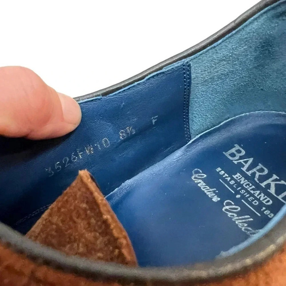 Barker England Jackson Derby Dress Shoes Mens Size 8.5 Leather Tweed Brown - Picture 11 of 13